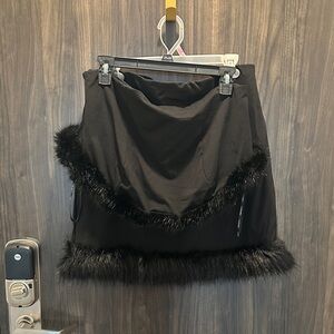 Forever 21 Black Skirt with Faux Fur Trim